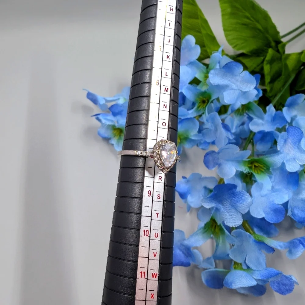 925 Sterling Silver Genuine Crystal Vintage Y2K Ring Size 8 - Picture 4 of 4